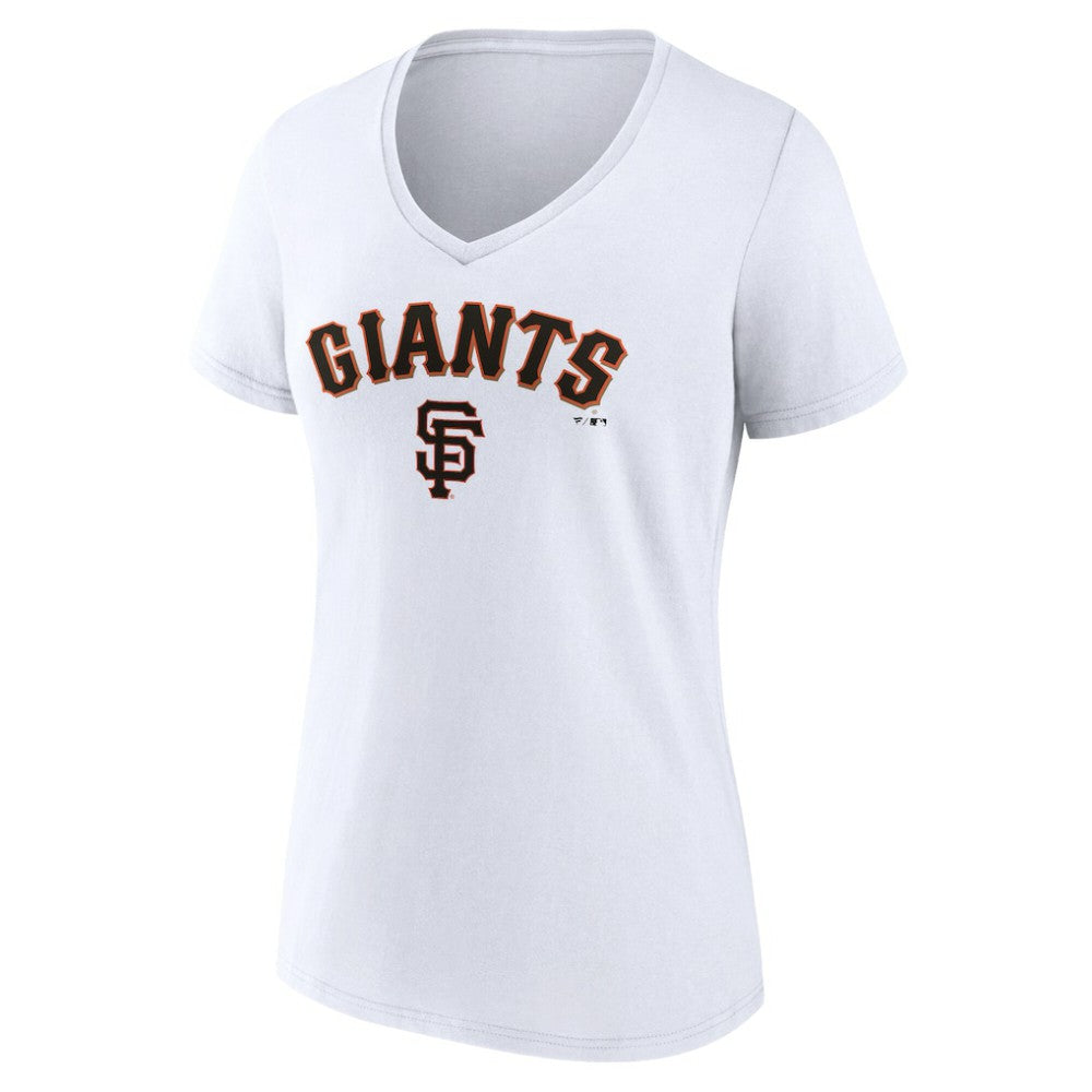 San Francisco Giants Women's Team Lockup V-Neck T-Shirt - White - MLB Sale