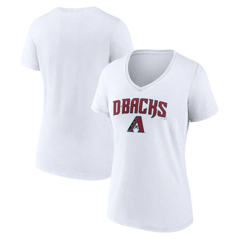 Arizona Diamondbacks Women's Team Lockup V-Neck T-Shirt - White - MLB on Sale