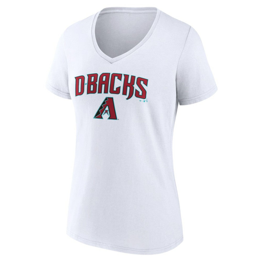 Arizona Diamondbacks Women's Team Lockup V-Neck T-Shirt - White - MLB on Sale