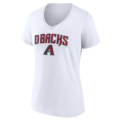 Arizona Diamondbacks Women's Team Lockup V-Neck T-Shirt - White - MLB on Sale