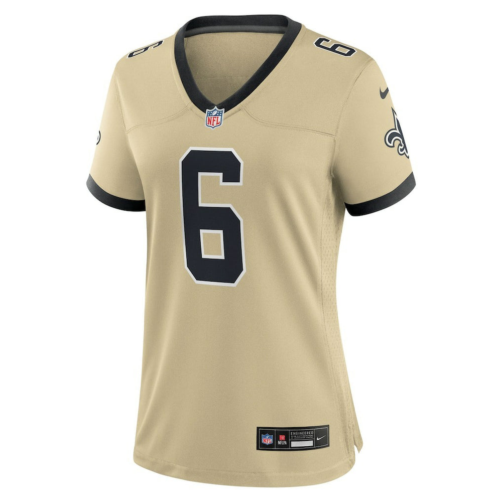 Nike Tyler Shough New Orleans Saints Women's Alternate Game Player Jersey Gold