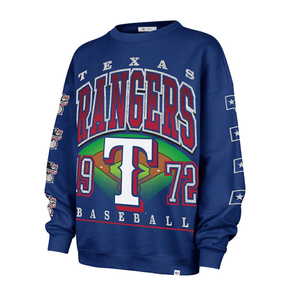 Texas Rangers '47 Women's Trendy Team Go Big Oversized Sweatshirt - Royal - 47 brand Discount