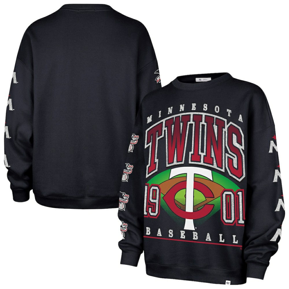 Minnesota Twins '47 Women's Trendy Team Go Big Oversized Sweatshirt - Navy - 47 brand Lifestyle