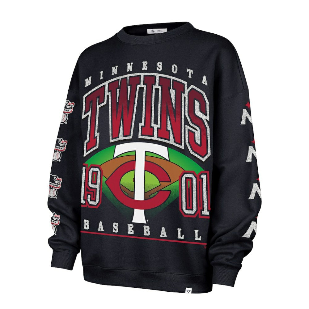 Minnesota Twins '47 Women's Trendy Team Go Big Oversized Sweatshirt - Navy - 47 brand Lifestyle