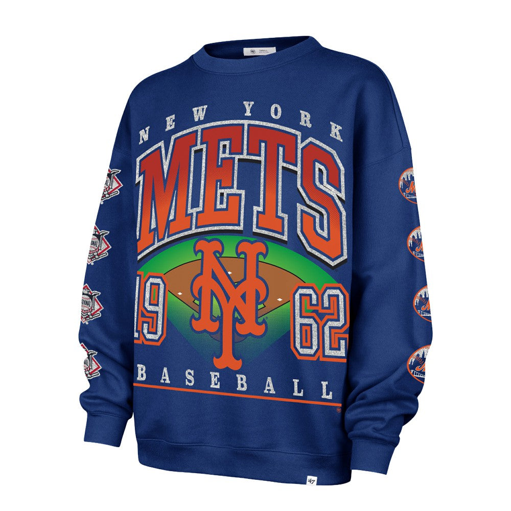 New York Mets '47 Women's Trendy Team Go Big Oversized Sweatshirt - Royal - 47 brand Lifestyle