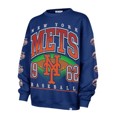 New York Mets '47 Women's Trendy Team Go Big Oversized Sweatshirt - Royal - 47 brand Lifestyle