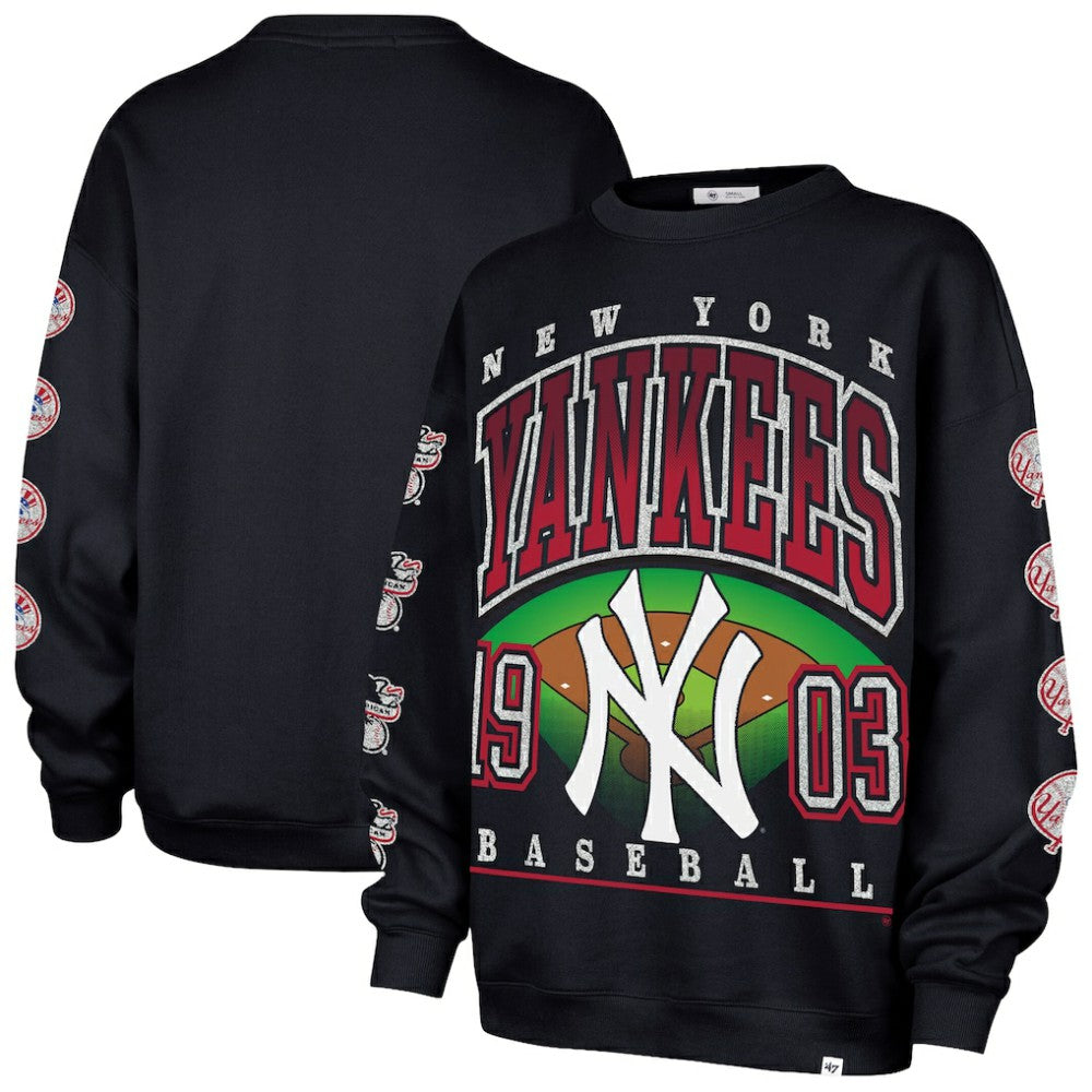 New York Yankees '47 Women's Trendy Team Go Big Oversized Sweatshirt - Navy - 47 brand Discount