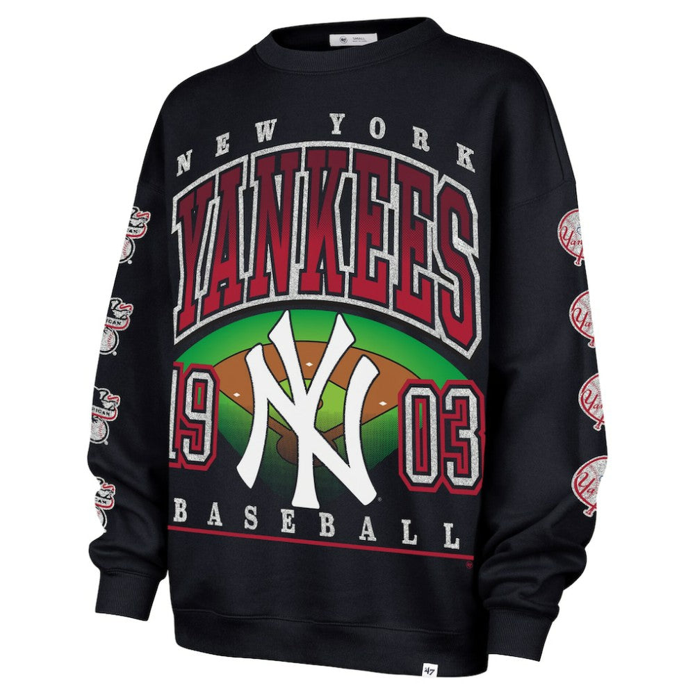 New York Yankees '47 Women's Trendy Team Go Big Oversized Sweatshirt - Navy - 47 brand Discount