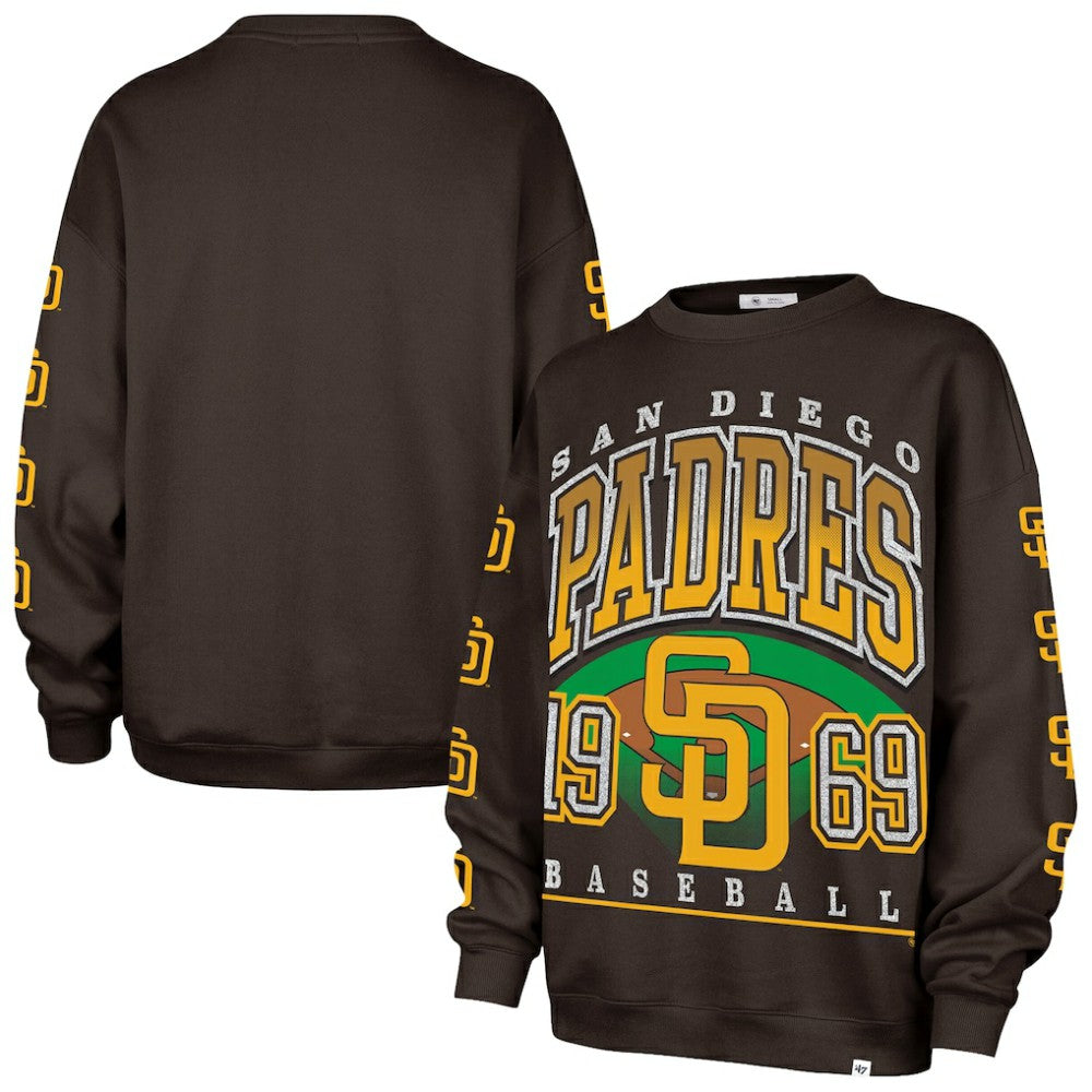 San Diego Padres '47 Women's Trendy Team Go Big Oversized Sweatshirt - Brown - 47 brand Discount