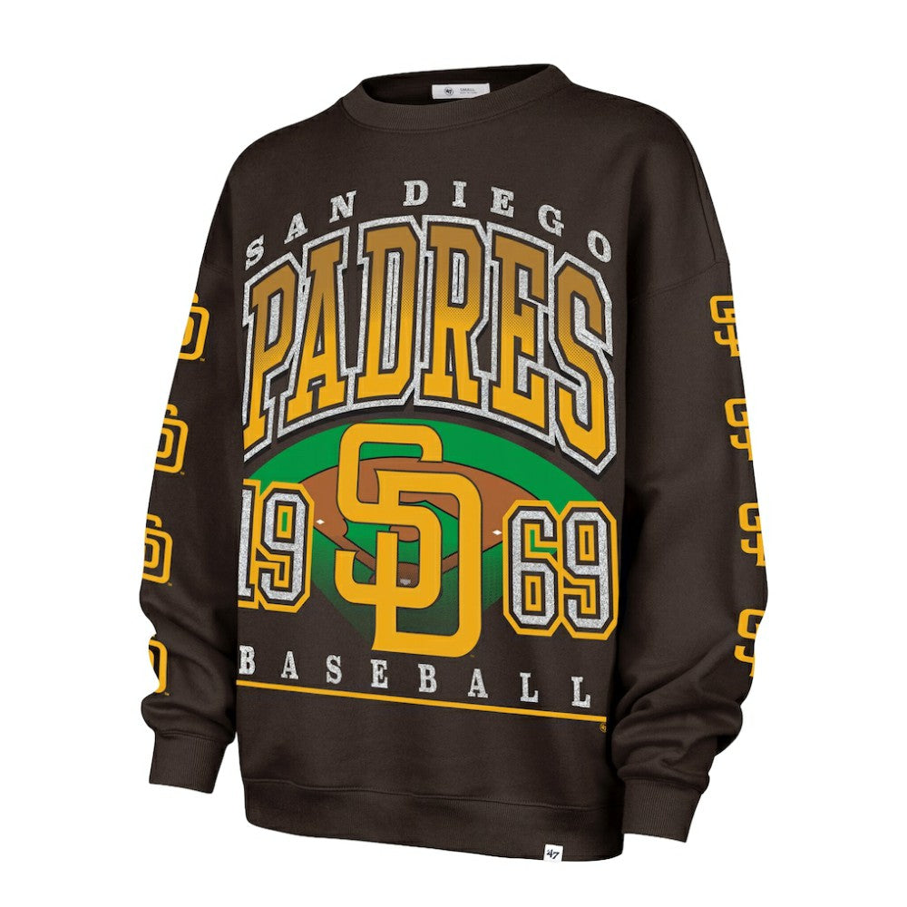 San Diego Padres '47 Women's Trendy Team Go Big Oversized Sweatshirt - Brown - 47 brand Discount