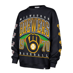 Milwaukee Brewers '47 Women's Trendy Team Go Big Oversized Sweatshirt - Navy - 47 brand Sale