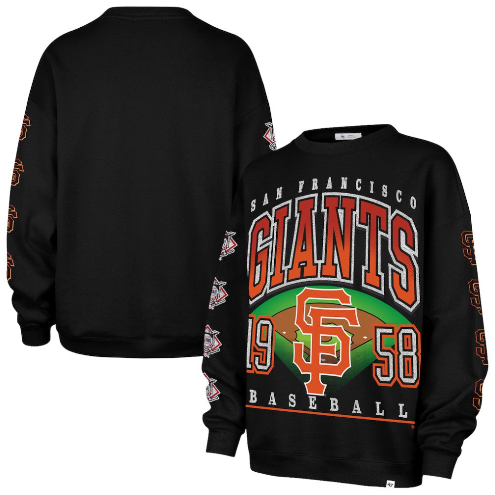 San Francisco Giants '47 Women's Trendy Team Go Big Oversized Sweatshirt - Black - 47 brand Lifestyle
