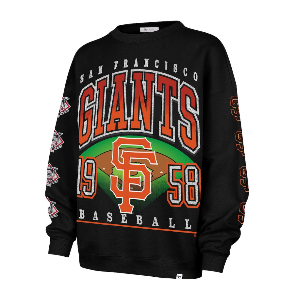 San Francisco Giants '47 Women's Trendy Team Go Big Oversized Sweatshirt - Black - 47 brand Lifestyle