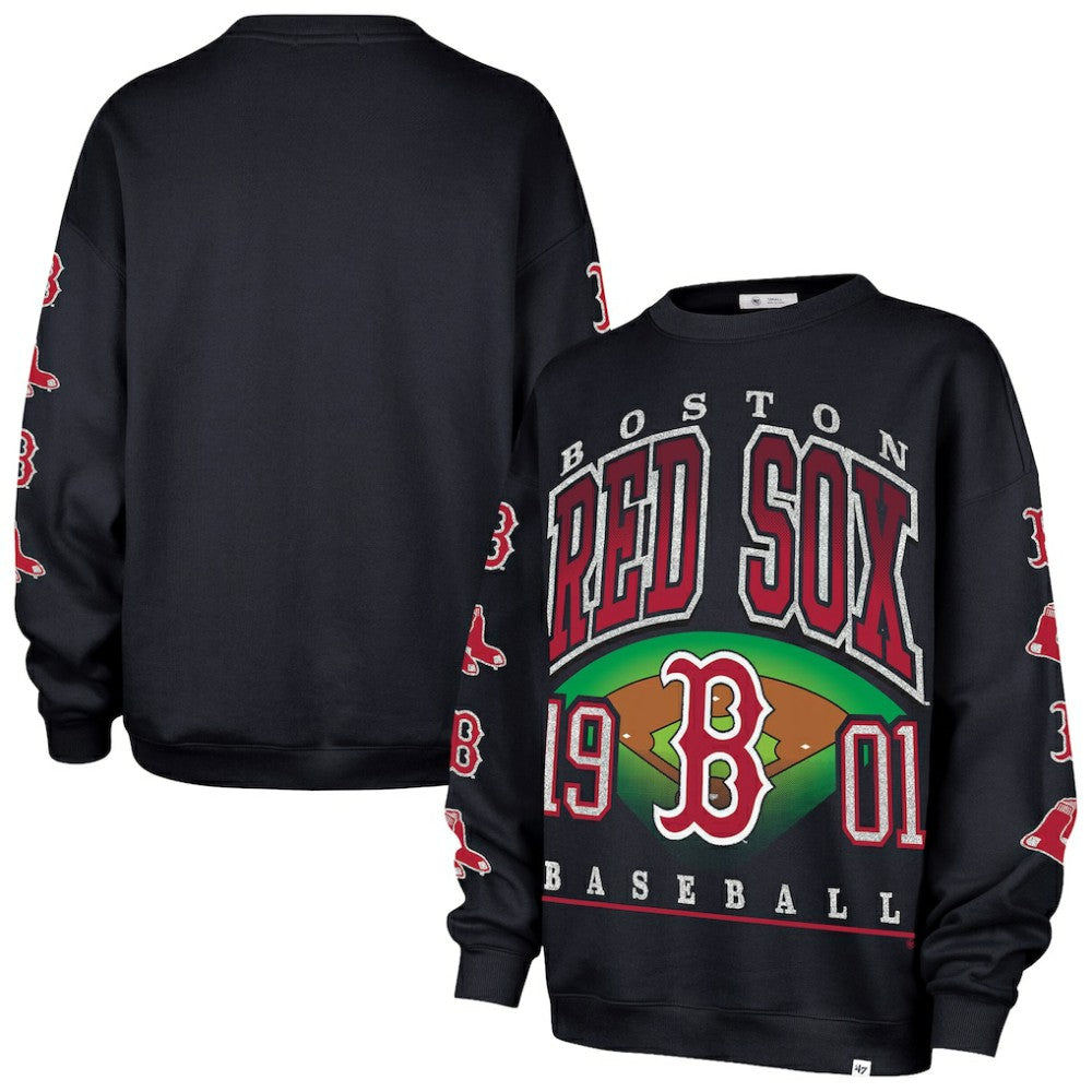 Boston Red Sox '47 Women's Trendy Team Go Big Oversized Sweatshirt - Black - 47 brand on Sale
