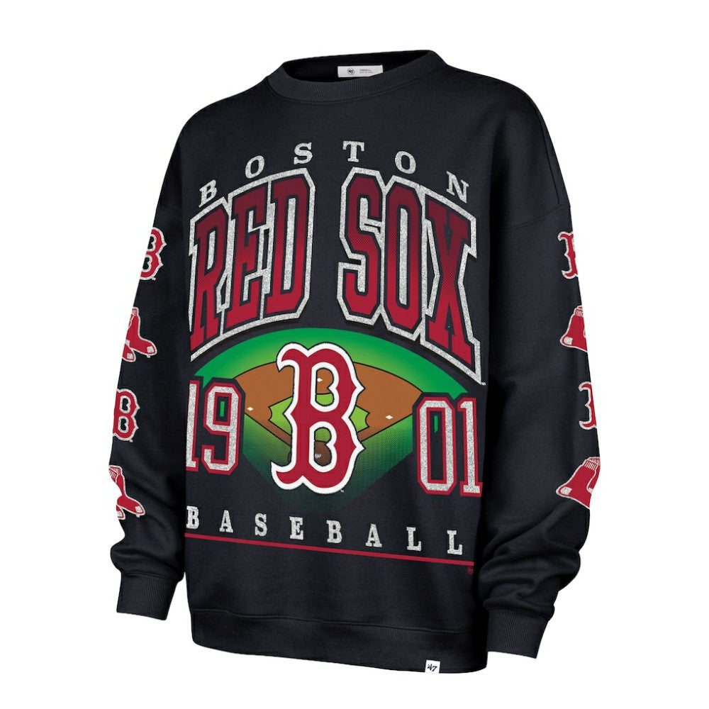 Boston Red Sox '47 Women's Trendy Team Go Big Oversized Sweatshirt - Black - 47 brand on Sale