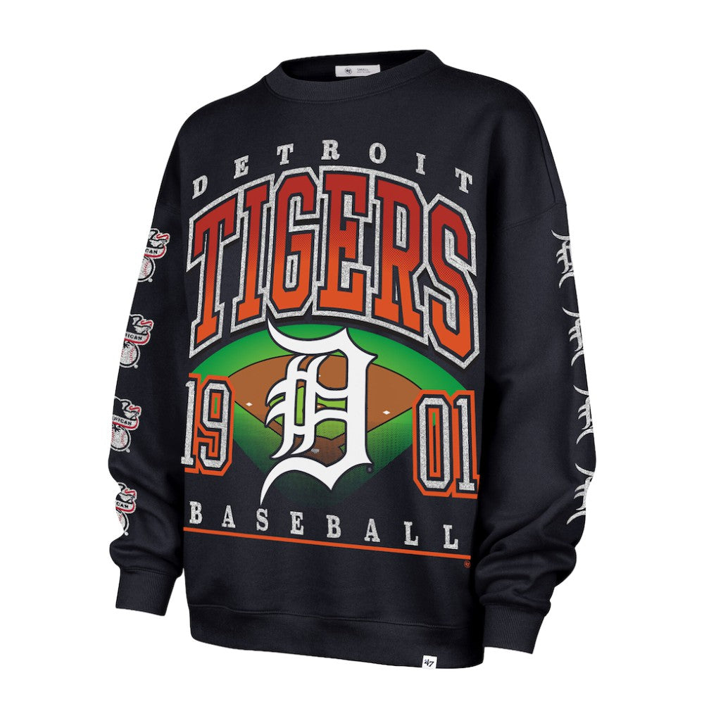 Detroit Tigers '47 Women's Trendy Team Go Big Oversized Sweatshirt - Navy - 47 brand Lifestyle