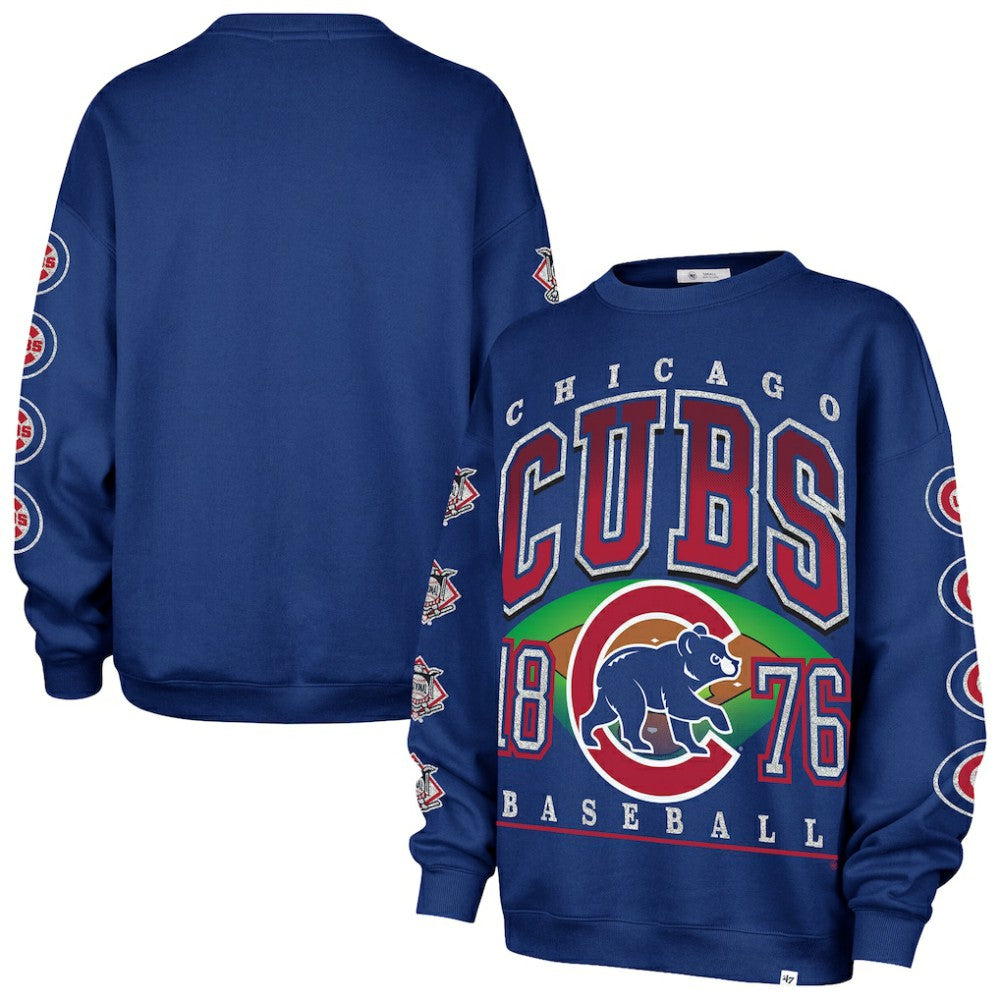 Chicago Cubs '47 Women's Trendy Team Go Big Oversized Sweatshirt - Royal - 47 brand Online