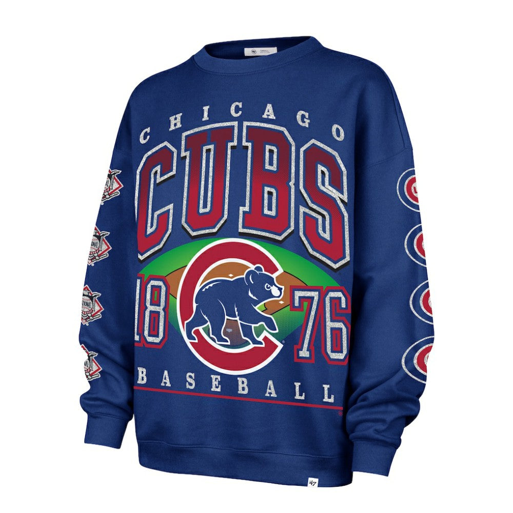 Chicago Cubs '47 Women's Trendy Team Go Big Oversized Sweatshirt - Royal - 47 brand Online