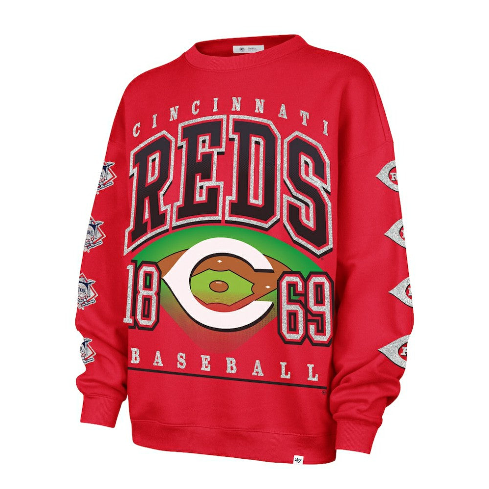 Cincinnati Reds '47 Women's Trendy Team Go Big Oversized Sweatshirt - Red - 47 brand on Sale