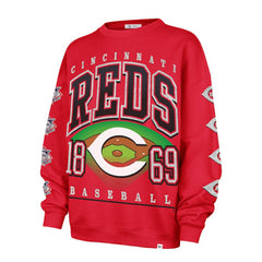 Cincinnati Reds '47 Women's Trendy Team Go Big Oversized Sweatshirt - Red - 47 brand on Sale
