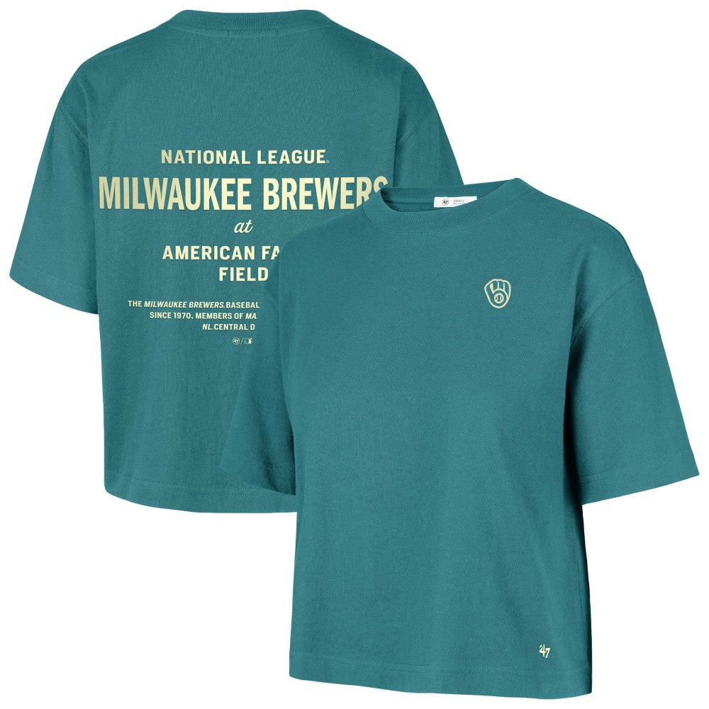 Milwaukee Brewers '47 Women's Contemporary Basics Leon City T-Shirt - Teal - 47 brand Lifestyle