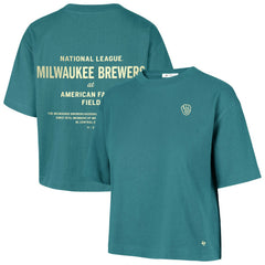 Milwaukee Brewers '47 Women's Contemporary Basics Leon City T-Shirt - Teal - 47 brand Lifestyle