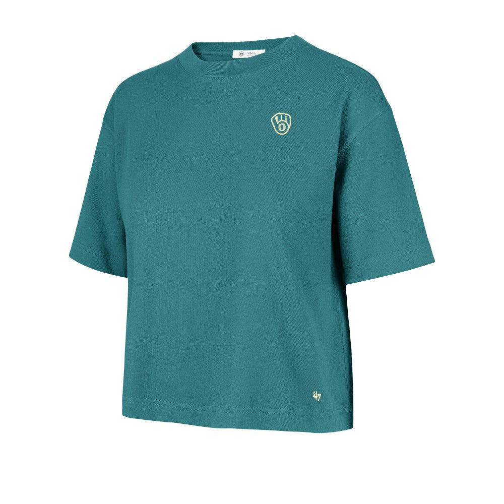 Milwaukee Brewers '47 Women's Contemporary Basics Leon City T-Shirt - Teal - 47 brand Lifestyle