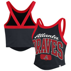 Atlanta Braves '47 Women's Trendy Team Rally Sporty Cropped Racerback Tank Top - Black - 47 brand Discount