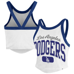 Los Angeles Dodgers '47 Women's Trendy Team Rally Sporty Cropped Racerback Tank Top - White - 47 brand on Sale