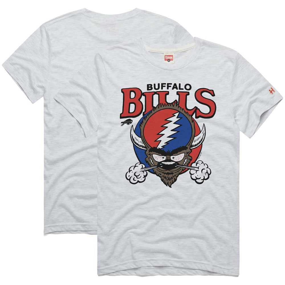 Buffalo Bills Homage NFL x Grateful Dead Tri-Blend T-Shirt Ash