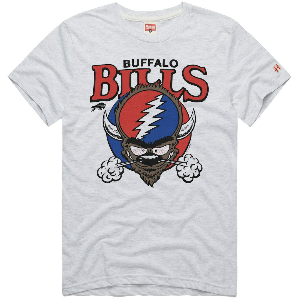 Buffalo Bills Homage NFL x Grateful Dead Tri-Blend T-Shirt Ash