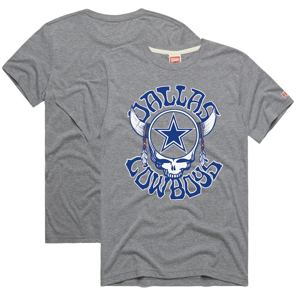 Dallas Cowboys Homage NFL x Grateful Dead Tri-Blend T-Shirt Gray