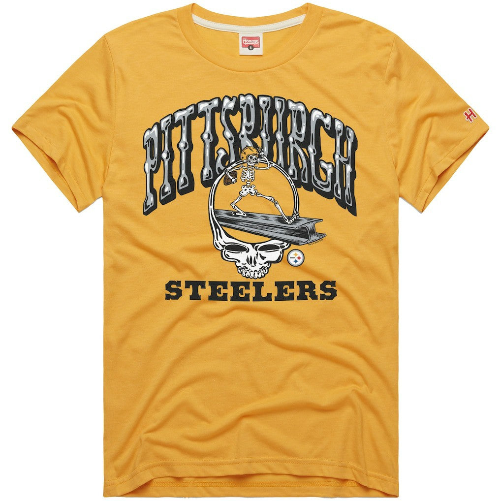 Pittsburgh Steelers Homage NFL x Grateful Dead Tri-Blend T-Shirt Gold