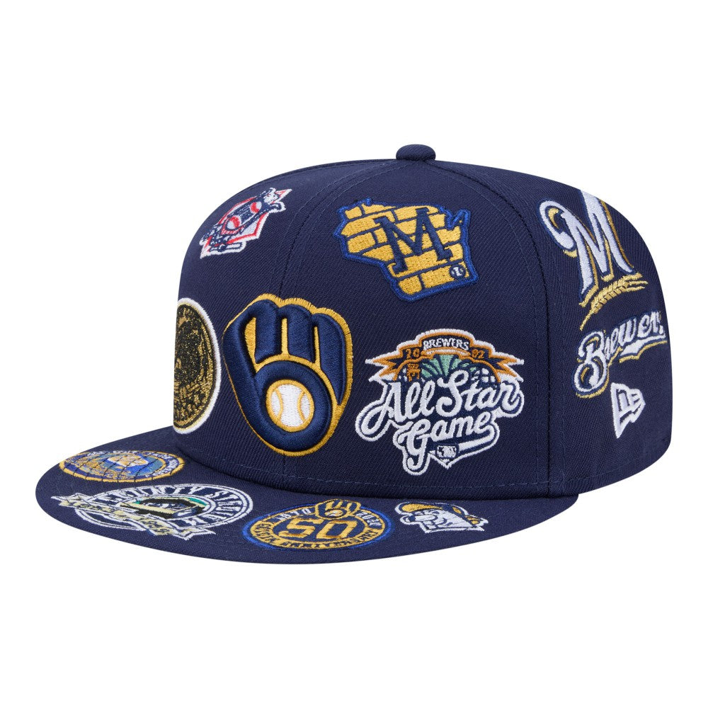 Milwaukee Brewers New Era All Over 59FIFTY Fitted Hat - Navy - New Era Lifestyle