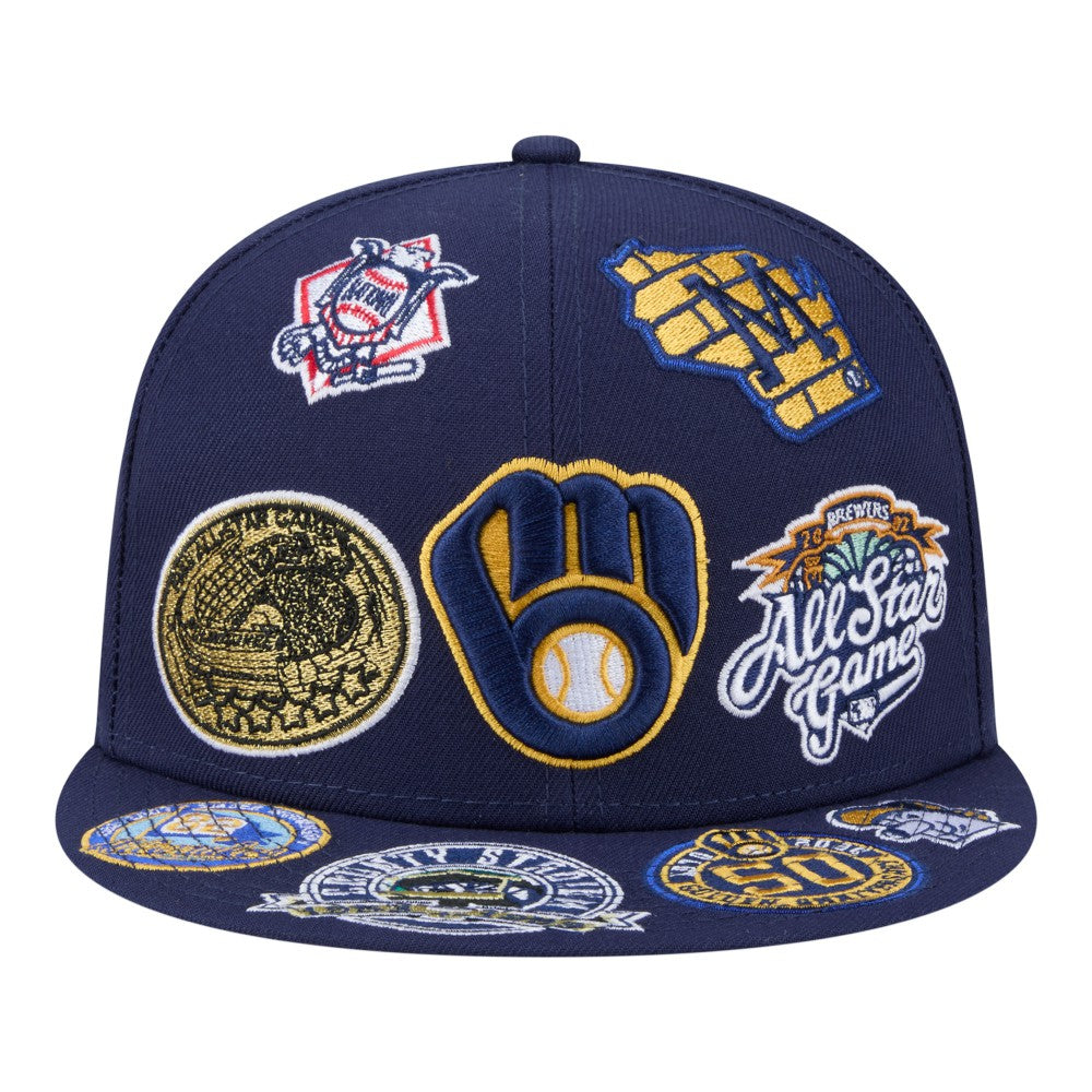 Milwaukee Brewers New Era All Over 59FIFTY Fitted Hat - Navy - New Era Lifestyle