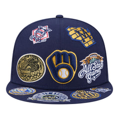 Milwaukee Brewers New Era All Over 59FIFTY Fitted Hat - Navy - New Era Lifestyle