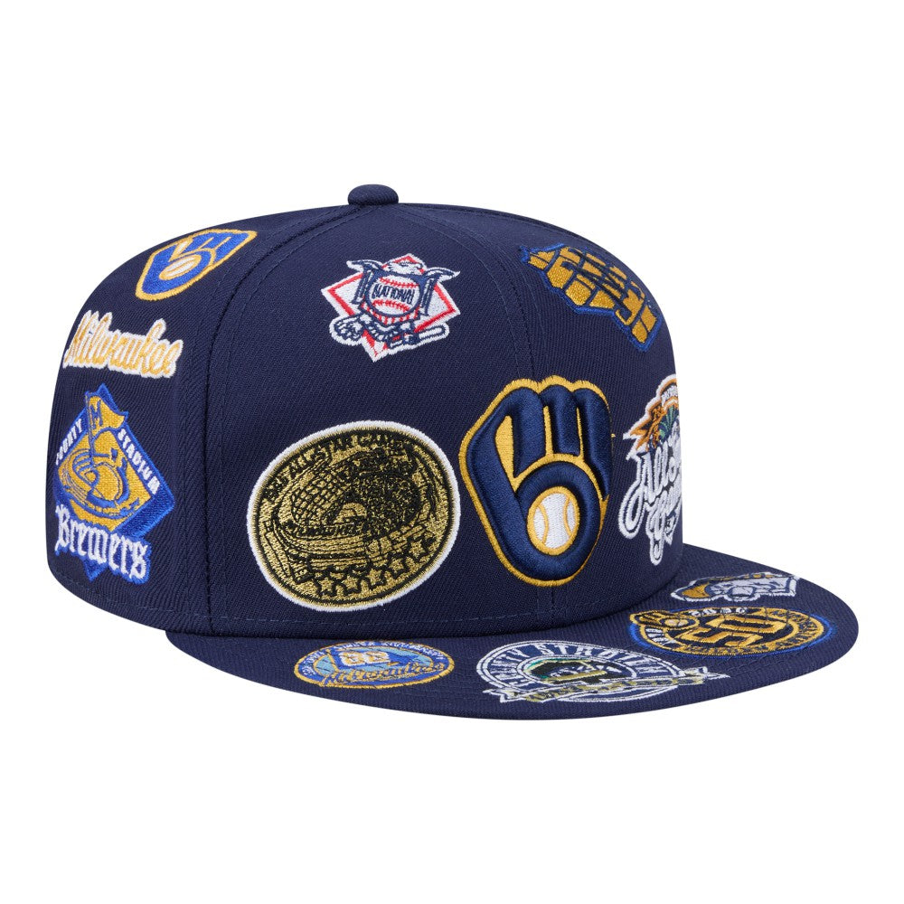 Milwaukee Brewers New Era All Over 59FIFTY Fitted Hat - Navy - New Era Lifestyle