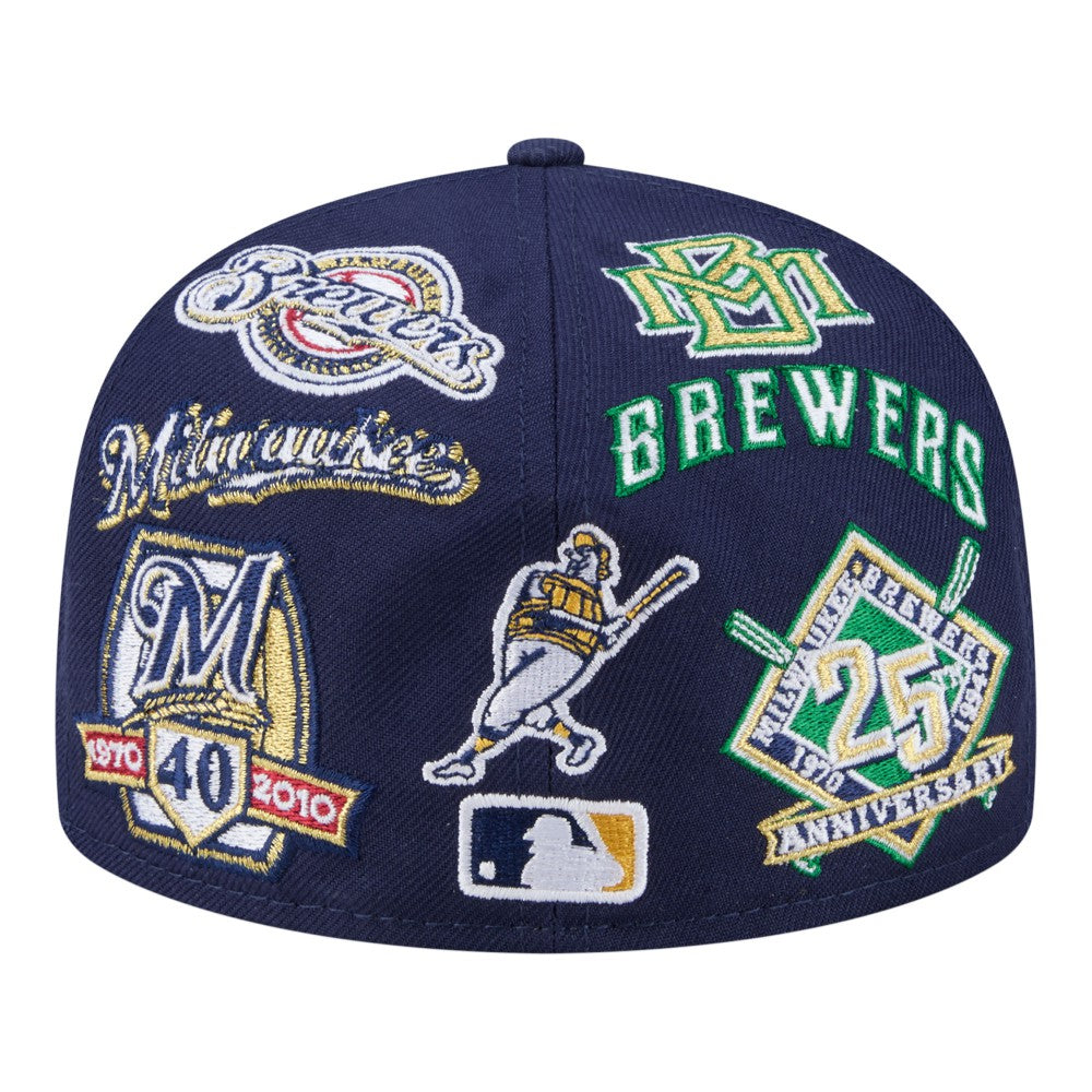 Milwaukee Brewers New Era All Over 59FIFTY Fitted Hat - Navy - New Era Lifestyle