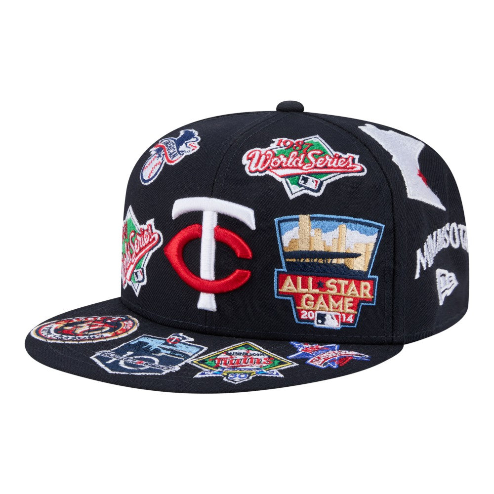 Minnesota Twins New Era All Over 59FIFTY Fitted Hat - Navy - New Era on Sale