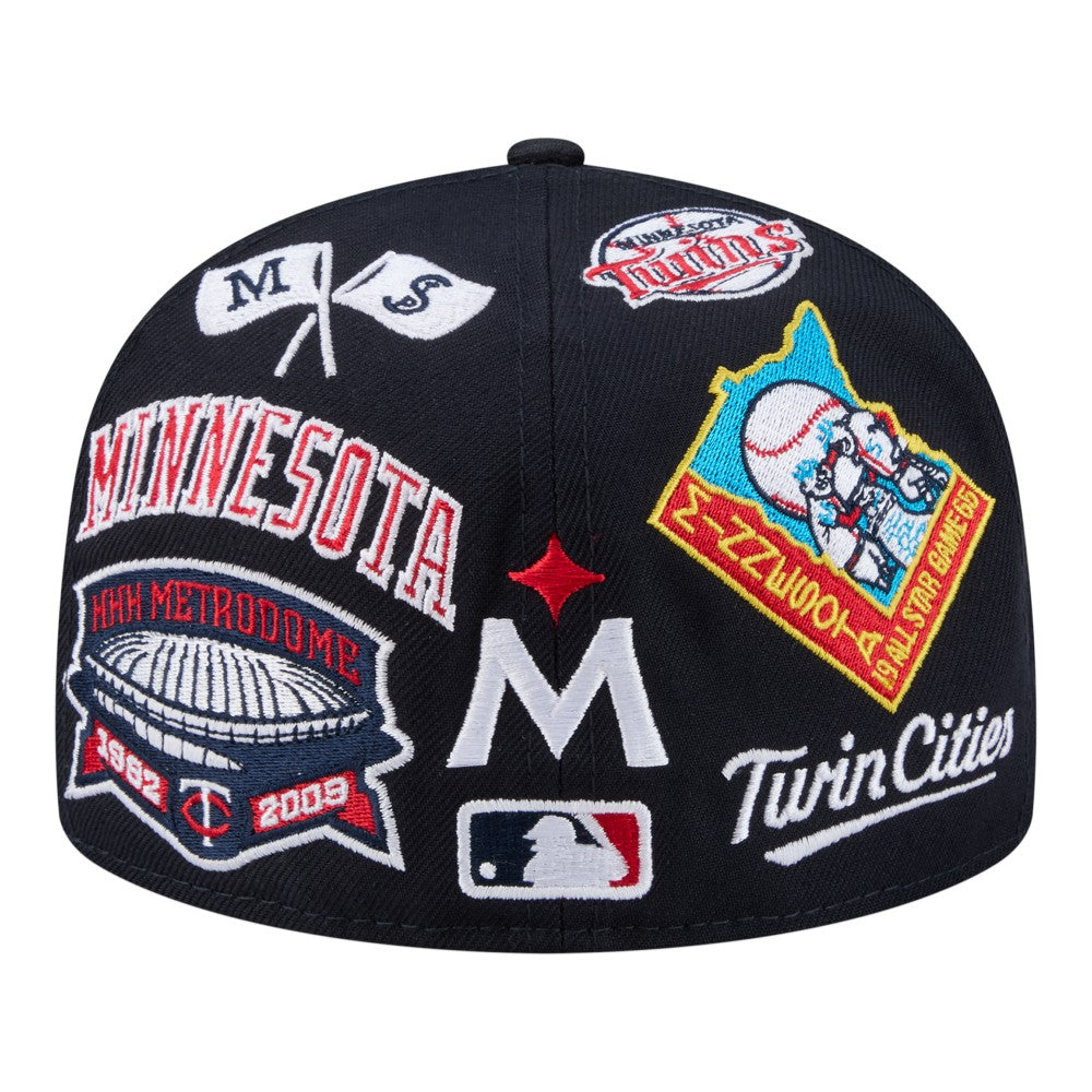 Minnesota Twins New Era All Over 59FIFTY Fitted Hat - Navy - New Era on Sale