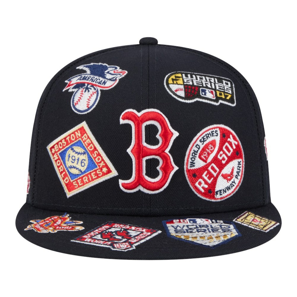 Boston Red Sox New Era All Over 59FIFTY Fitted Hat - Navy - New Era Discount