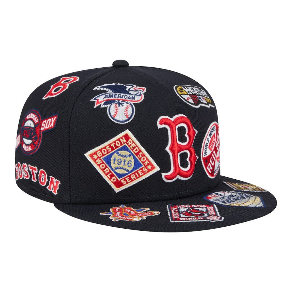 Boston Red Sox New Era All Over 59FIFTY Fitted Hat - Navy - New Era Discount