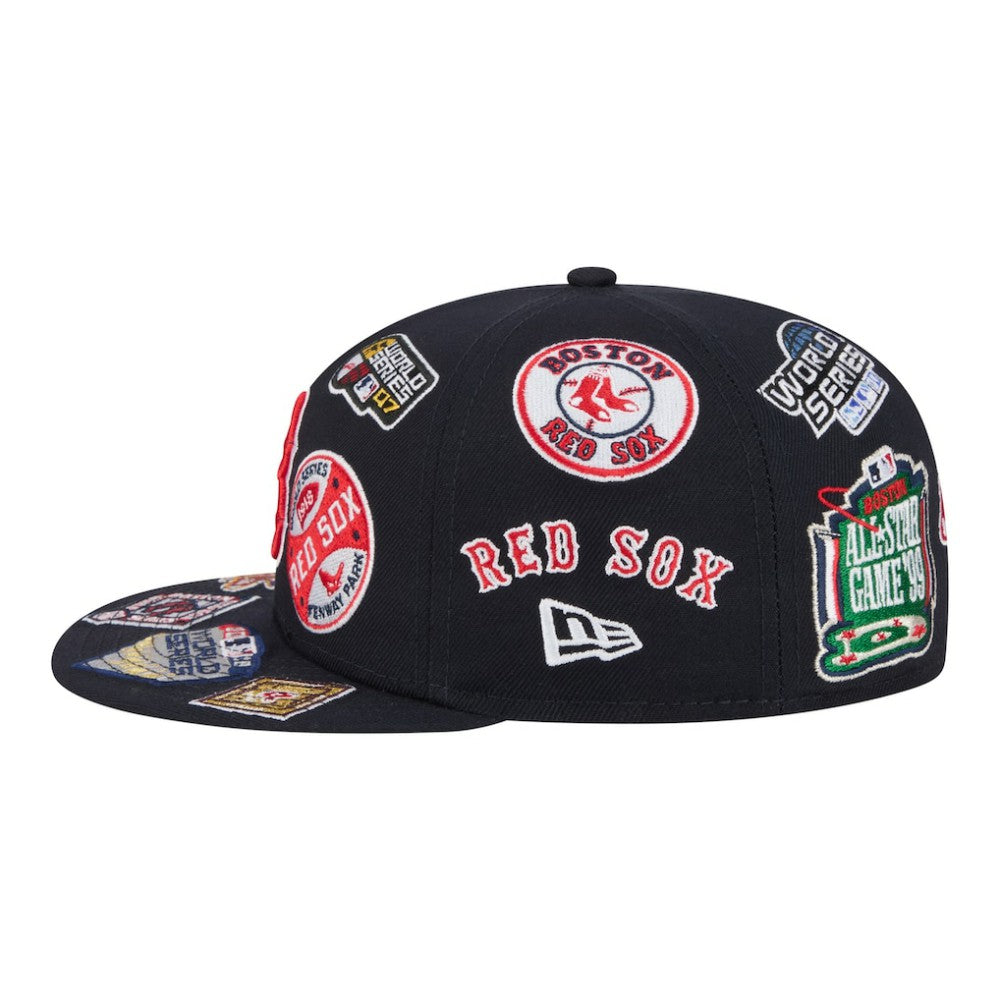 Boston Red Sox New Era All Over 59FIFTY Fitted Hat - Navy - New Era Discount