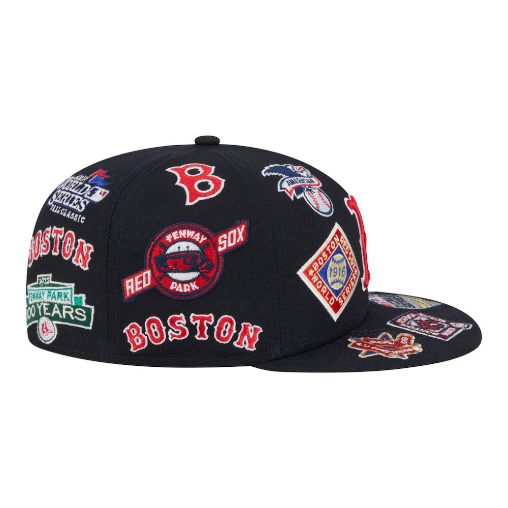 Boston Red Sox New Era All Over 59FIFTY Fitted Hat - Navy - New Era Discount