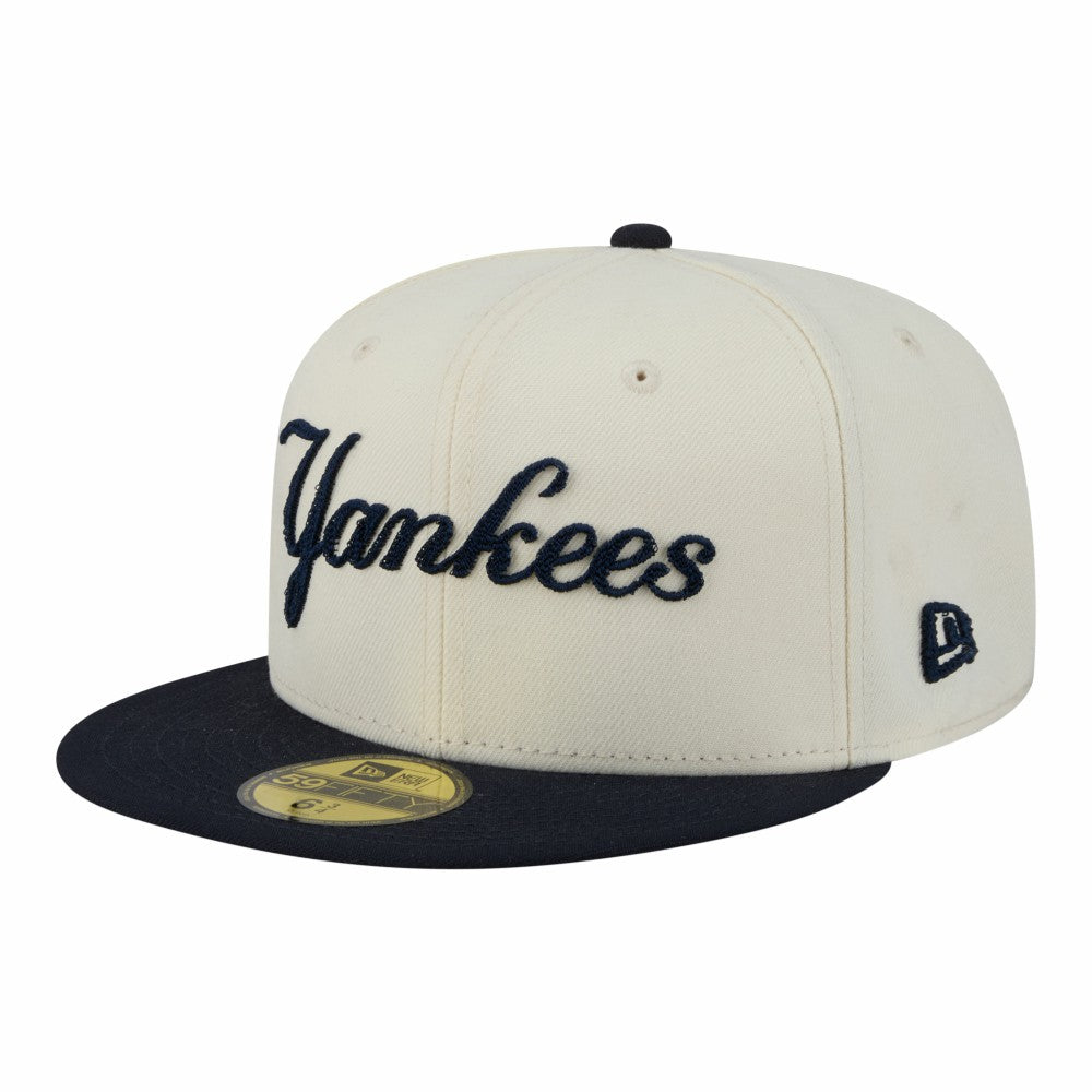 New York Yankees New Era Two-Tone Stitch 59FIFTY Fitted Hat - Cream - New Era Lifestyle