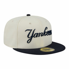 New York Yankees New Era Two-Tone Stitch 59FIFTY Fitted Hat - Cream - New Era Lifestyle