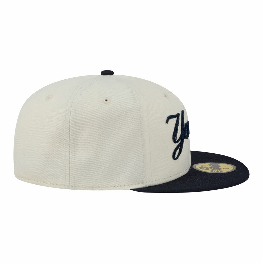 New York Yankees New Era Two-Tone Stitch 59FIFTY Fitted Hat - Cream - New Era Lifestyle