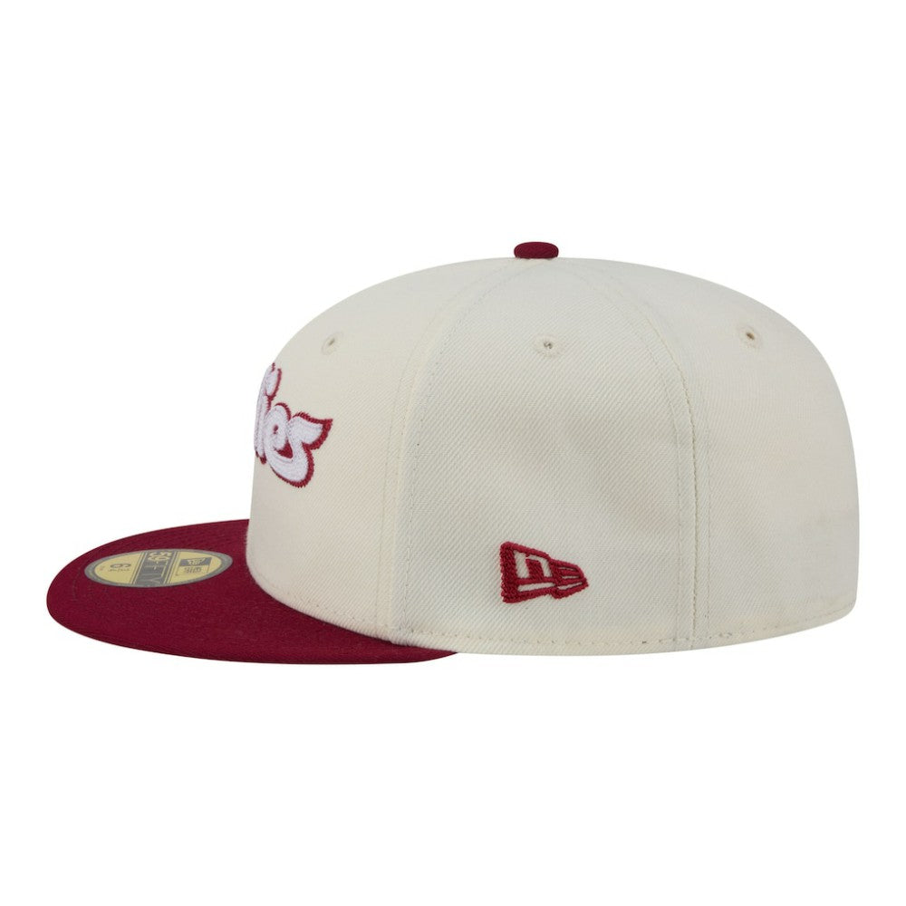 Philadelphia Phillies New Era Two-Tone Stitch 59FIFTY Fitted Hat - Cream - New Era Lifestyle