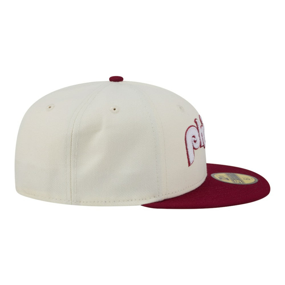 Philadelphia Phillies New Era Two-Tone Stitch 59FIFTY Fitted Hat - Cream - New Era Lifestyle