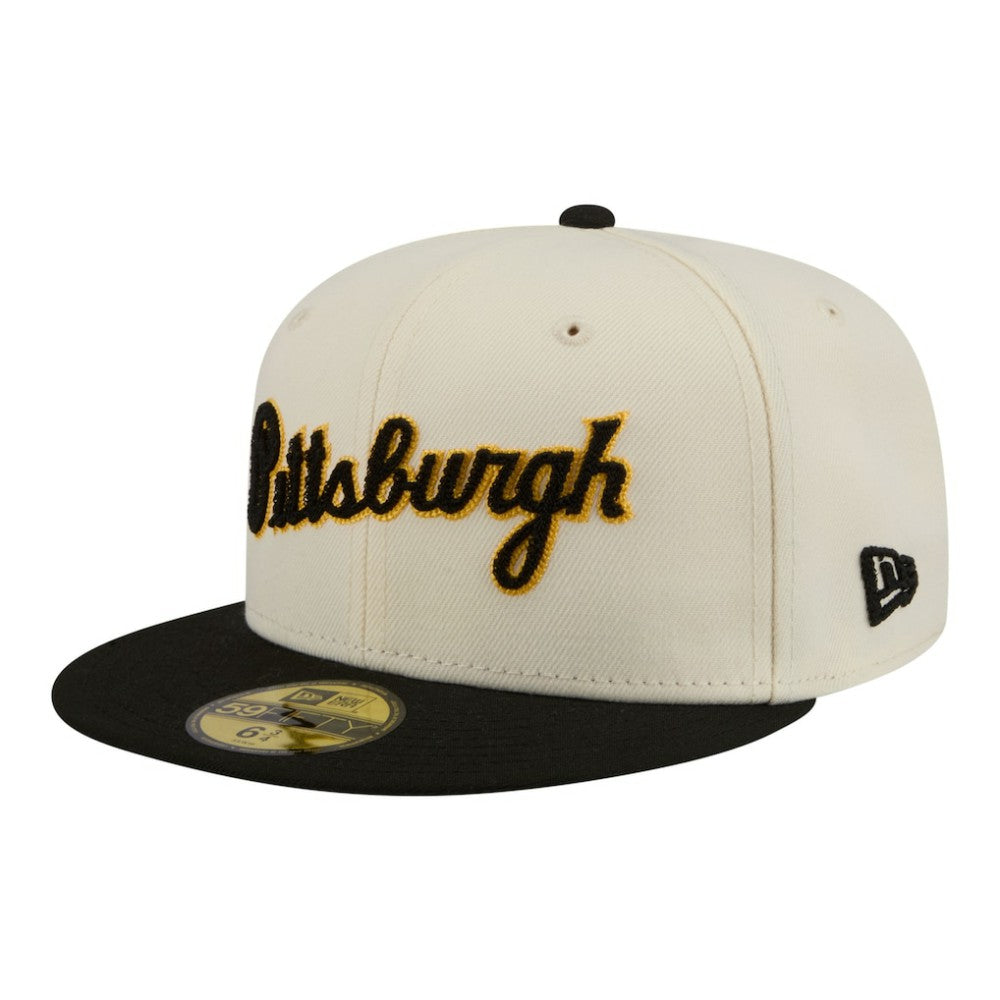 Pittsburgh Pirates New Era Two-Tone Stitch 59FIFTY Fitted Hat - Cream - New Era Online